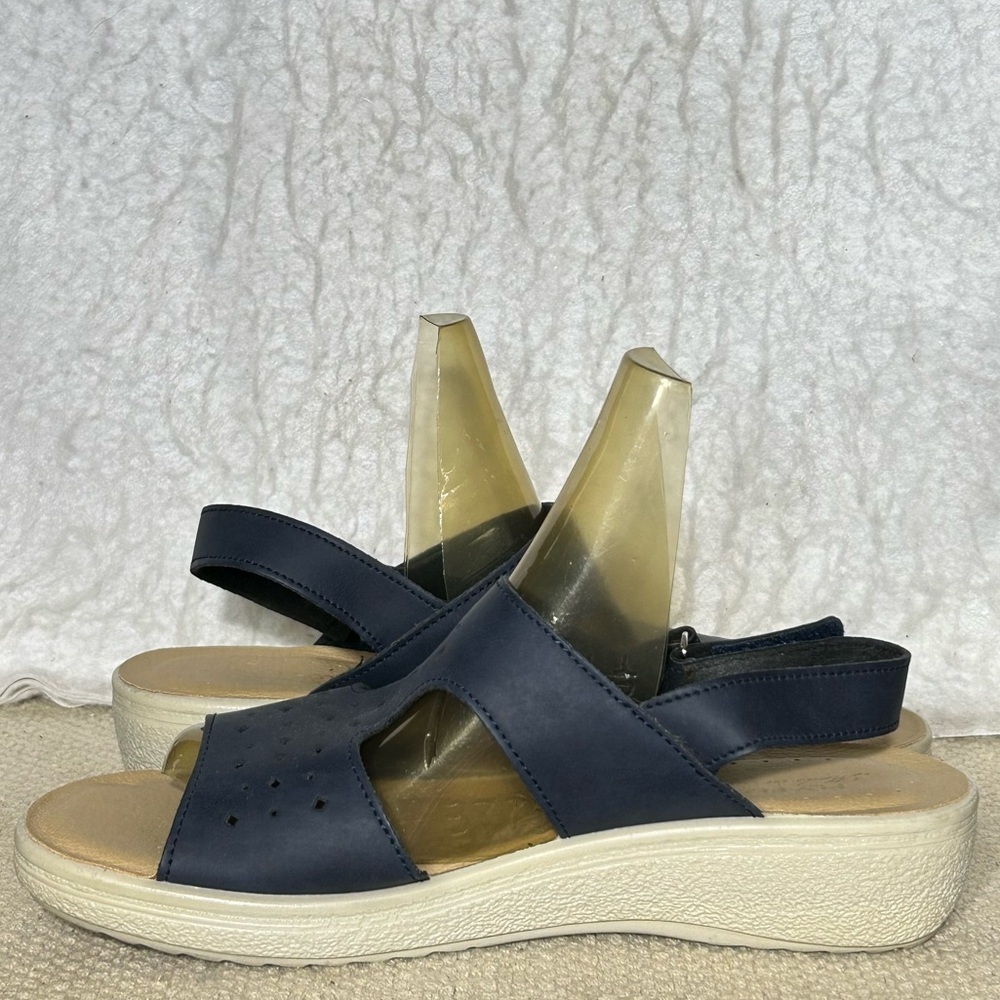 Fly Flot Womens Navy Slingback Strap Wedge Sandals Shoes SZ EU 39 & US 8 - Picture 7 of 12